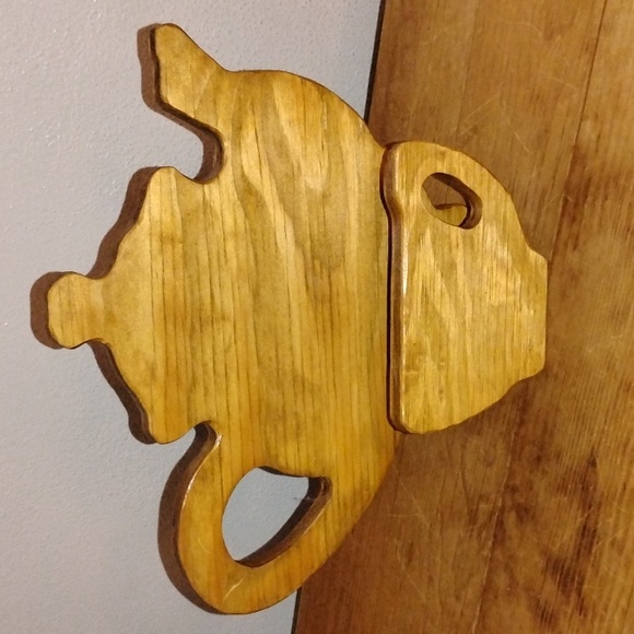 Other - VintageWooden Teapot & Cup Napkin Holder, Mail Holder, Decor Natural Wood Finish